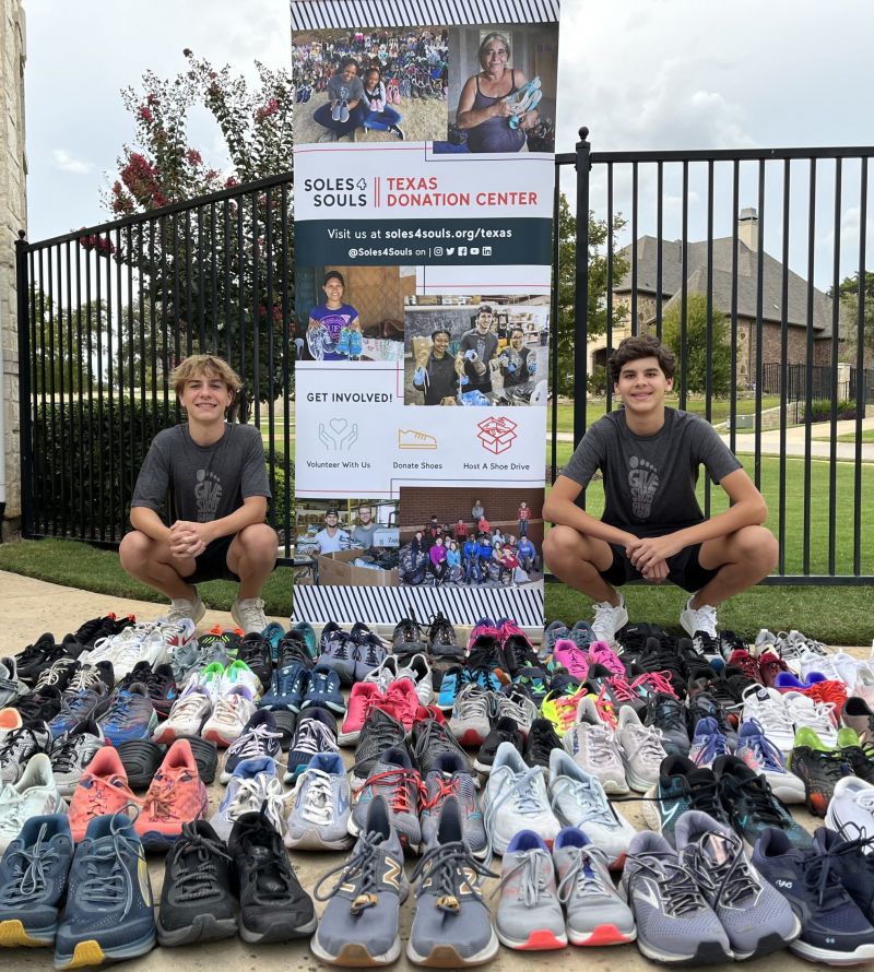 Stepping up: 2 boys on a mission to collect 25,000 pairs of shoes for  Soles4Souls - Soles4Souls
